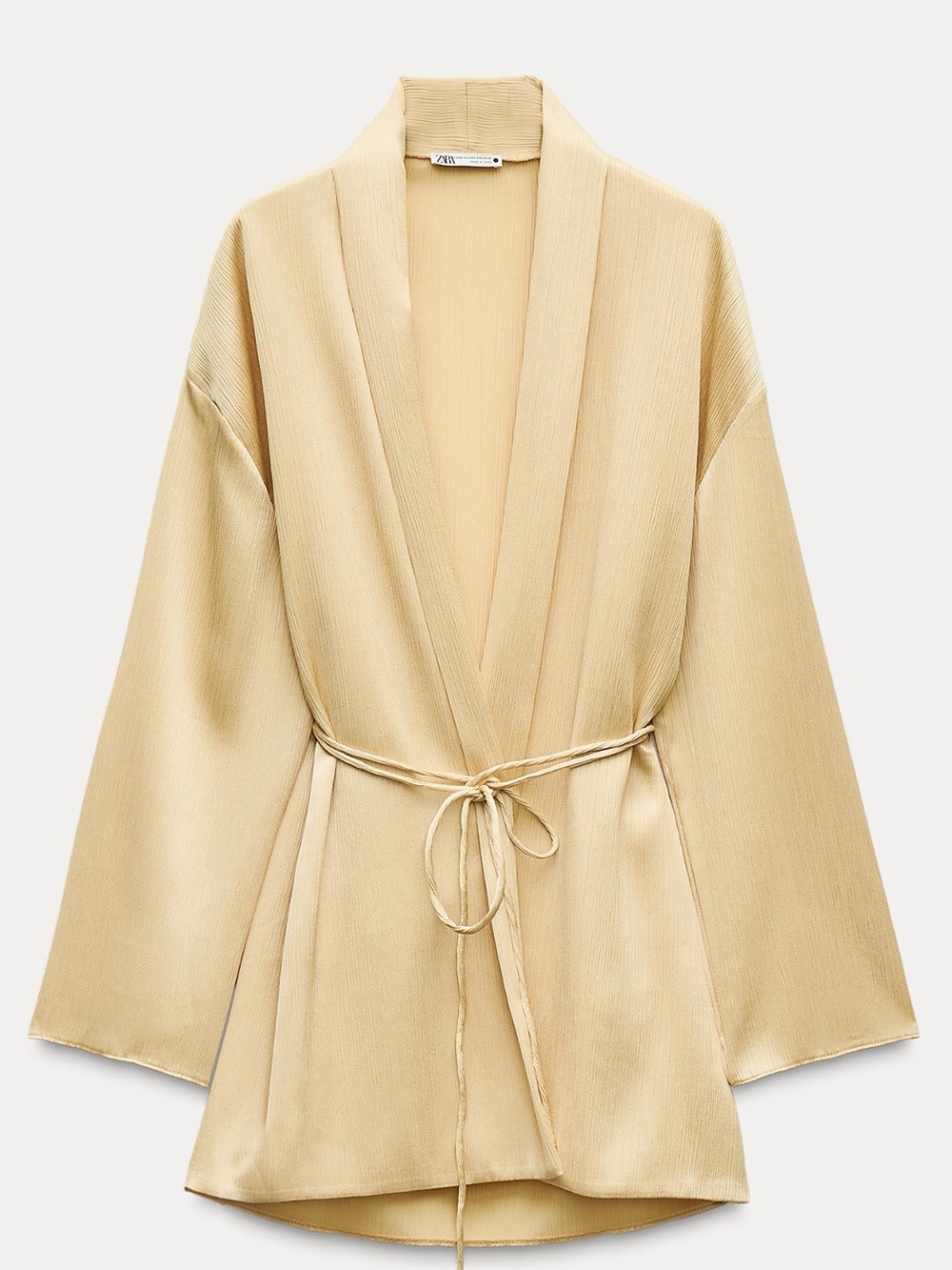 Zara Gold Belted Pleated Kimono & Pleated Wide Leg Pants Set